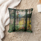 アールヌーボーTiffanyのステンドグラスの自然 クッション (ブランケット)