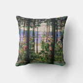 アールヌーボーTiffanyのステンドグラスの自然 クッション (裏面)