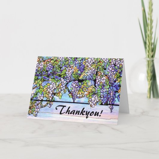 アールヌーボーTiffanyのステンドグラスの花 サンキューカード (正面)