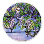 アールヌーボーTiffanyのステンドグラスの藤のノブ セラミックノブ (正面)