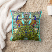 アールヌーボーVintageTiffanyのステンドグラスの孔雀 クッション (ブランケット)