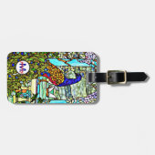 アールヌーボーVintageTiffanyのステンドグラスの孔雀 ラゲッジタグ (正面横)