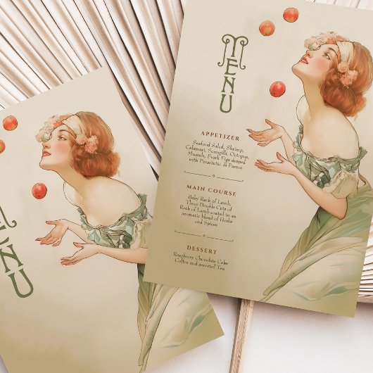アールヌーヴォー結婚式メニューカード 招待状