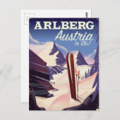 アールベルグオーストリアスキー旅行ポスター ポストカード (正面/裏面)