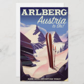 アールベルグオーストリアスキー旅行ポスター 便箋 (正面/裏面)