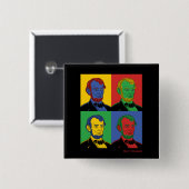 アールポップ・アートのアブラハムリンカーン 缶バッジ (正面&裏面)