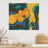 アールポップ・アートのイエローコスモス花 ポスター (キッチン)