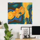 アールポップ・アートのイエローコスモス花 ポスター (ホームオフィス)