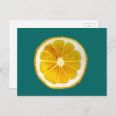 アールポップ・アートのイエローレモンフルーツオリジナル水彩 ポストカード (正面/裏面)