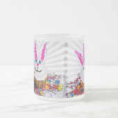 アールポップ・アートのイースターバニーカップケーキ フロストグラスマグカップ (中央)