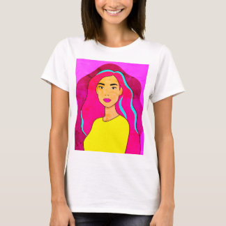アールポップ・アートのウーマンTシャツ | カラフルレトログラフィックT型 Tシャツ