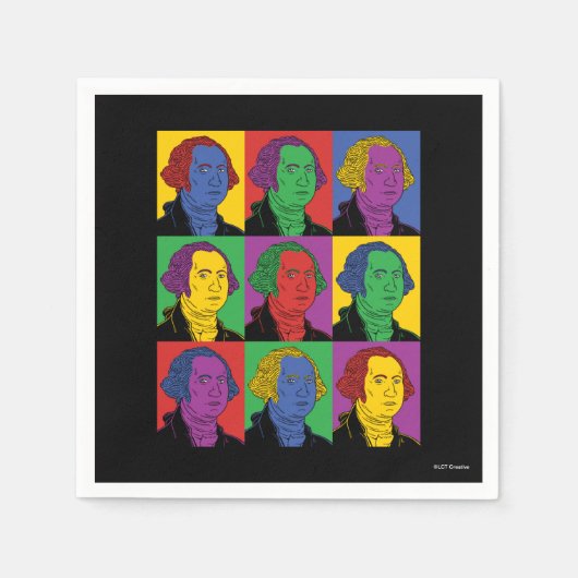 アールポップ・アートのジョージ・ワシントン スタンダードカクテルナプキン (正面)