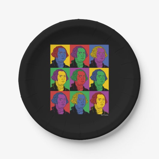 アールポップ・アートのジョージ・ワシントン ペーパープレート (正面)