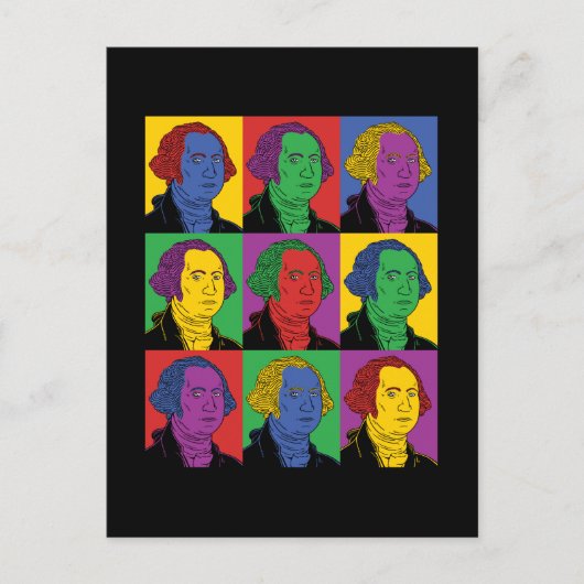 アールポップ・アートのジョージ・ワシントン ポストカード (正面)