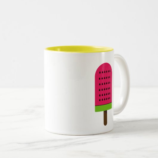 アールポップ・アートのスイカかわいいフルーツポピュシクル ツートーンマグカップ (正面右)