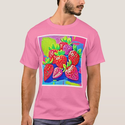 アールポップ・アートのストロベリー Tシャツ (正面)