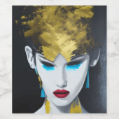 アールポップ・アートのデコールの金ゴールドとターコイズ ワインラベル (シングルラベル)