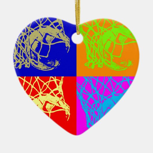 アールポップ・アートのバスケットボール セラミックオーナメント (正面)