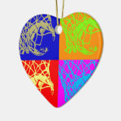 アールポップ・アートのバスケットボール セラミックオーナメント (左)