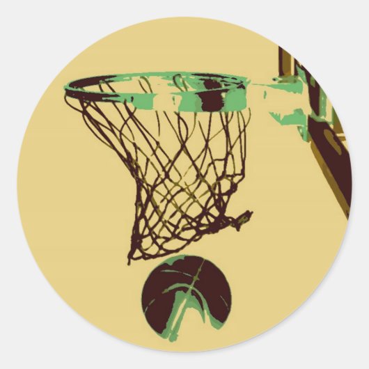 アールポップ・アートのバスケットボール ラウンドシール (正面)