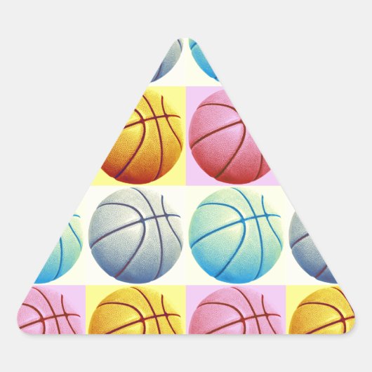 アールポップ・アートのバスケットボール 三角形シール (正面)