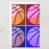 アールポップ・アートのバスケットボール 便箋 (正面/裏面)