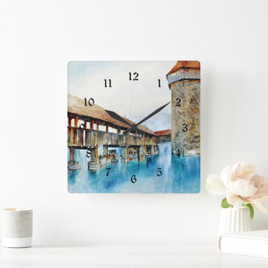 アール素晴らしズの絵画カペルブルケ スクエア壁時計 (ホーム)