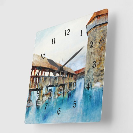 アール素晴らしズの絵画カペルブルケ スクエア壁時計 (傾斜)