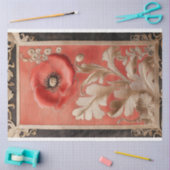 アール縁どポピーフラワーテクスチャード効果抽象芸術 薄葉紙 (クラフト)