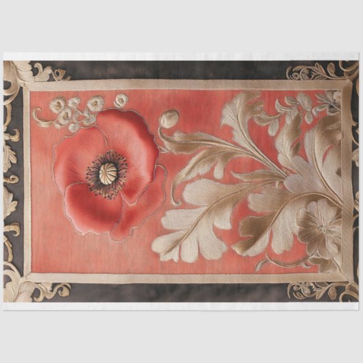 アール縁どポピーフラワーテクスチャード効果抽象芸術 薄葉紙 (正面)