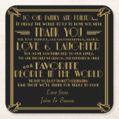 アール・デコのスタイルの結婚式の引き出物のコースター スクエアペーパーコースター (正面)