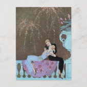 アール・デコのビンテージ ファイアーワークス Le Feu, George Barbier ポストカード (正面)
