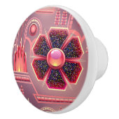 アール・デコのピンクの紫色の花 セラミックノブ (右)