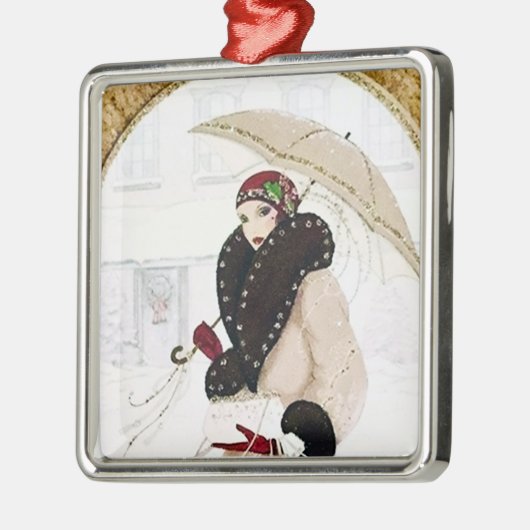 アール・デコのレトロのヴィンテージのクリスマスの休日のオーナメント メタルオーナメント (左)