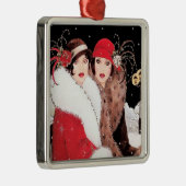 アール・デコのレトロのヴィンテージのクリスマスの女性パーティー メタルオーナメント (右)
