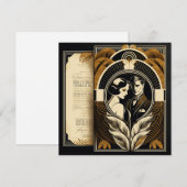 アール・デコの結婚式テーマ 招待状 (正面/裏面)