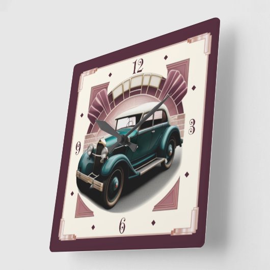 アール・デコの車 スクエア壁時計 (傾斜)