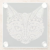 アール・デコの金ゴールドおよび黒猫のコースター ガラスコースター (裏面)