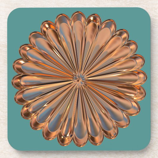 アール・デコの銅の花の円形浮彫りのコースター コースター (正面)