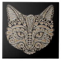 アール・デコ猫の宝石の紋章のセラミックタイル