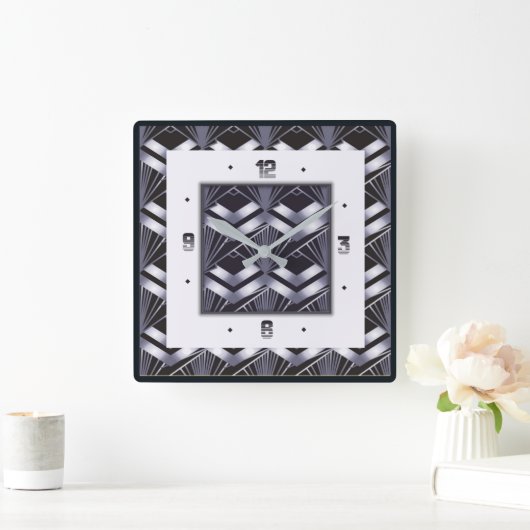 アール・デコ スクエア壁時計 (ホーム)