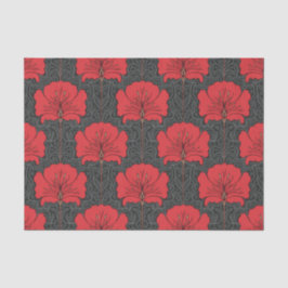 アール・デコ、赤い花、黒、ヴィンテージ、エレガントな上品 薄葉紙
