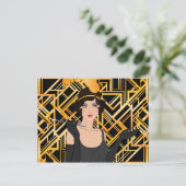 アール・デコ、足ひれの女の子、ヴィンテージ、シックな素晴らしいGatsby ポストカード (スタンド正面)