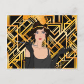 アール・デコ、足ひれの女の子、ヴィンテージ、シックな素晴らしいGatsby ポストカード (正面)