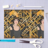 アール・デコ、足ひれの女の子、ヴィンテージ、素晴らしいGatsbyの上品、 薄葉紙 (クラフト)