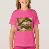 アール・ヌーヌ゙ォーな蝙蝠と花々 ハロウィン Tシャツ (正面)