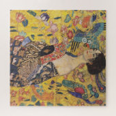 アール・ヌーボー時代の扇を持つ女性の絵 ジグソーパズル (横)