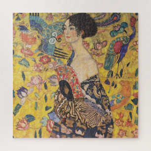 アール・ヌーボー時代の扇を持つ女性の絵 ジグソーパズル