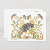 アール・ヌーボー様式の鶏 ポストカード (正面/裏面)
