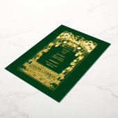 アール・ヌーボー スタイルのヴィンテージ ウェディング メニュー 箔招待状 (回転した状態)